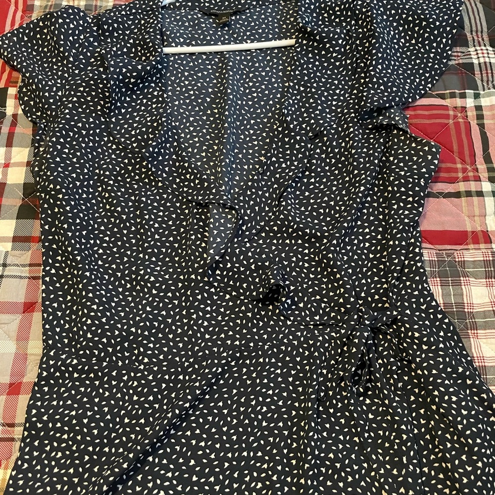 Banana Republic Navy Blue Blouse with White Pattern